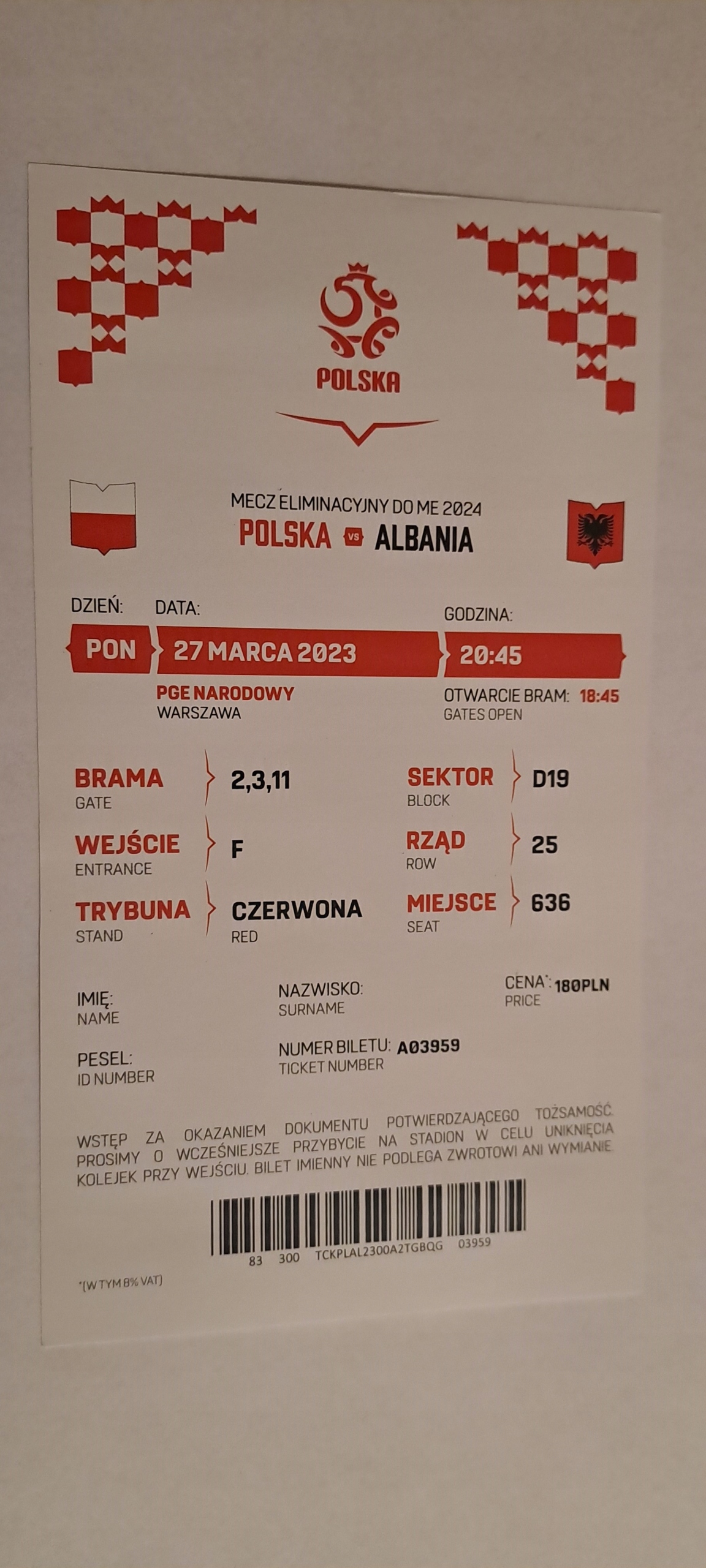 Bilety Polska-Albania na mecz barażowy 2026