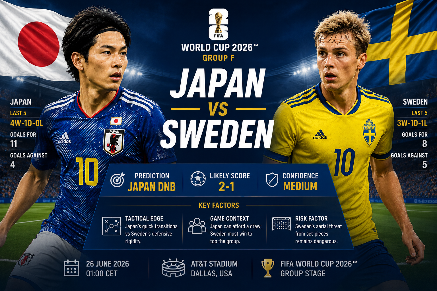 Japan vs Sweden w Grupie F mundialu 2026